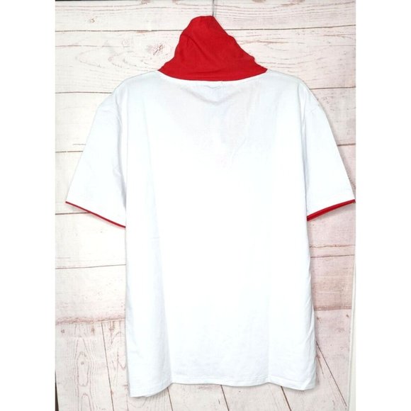 Vassari Los Angeles High Red Collar Button Design White Red Designer Shirt - Picture 7 of 11